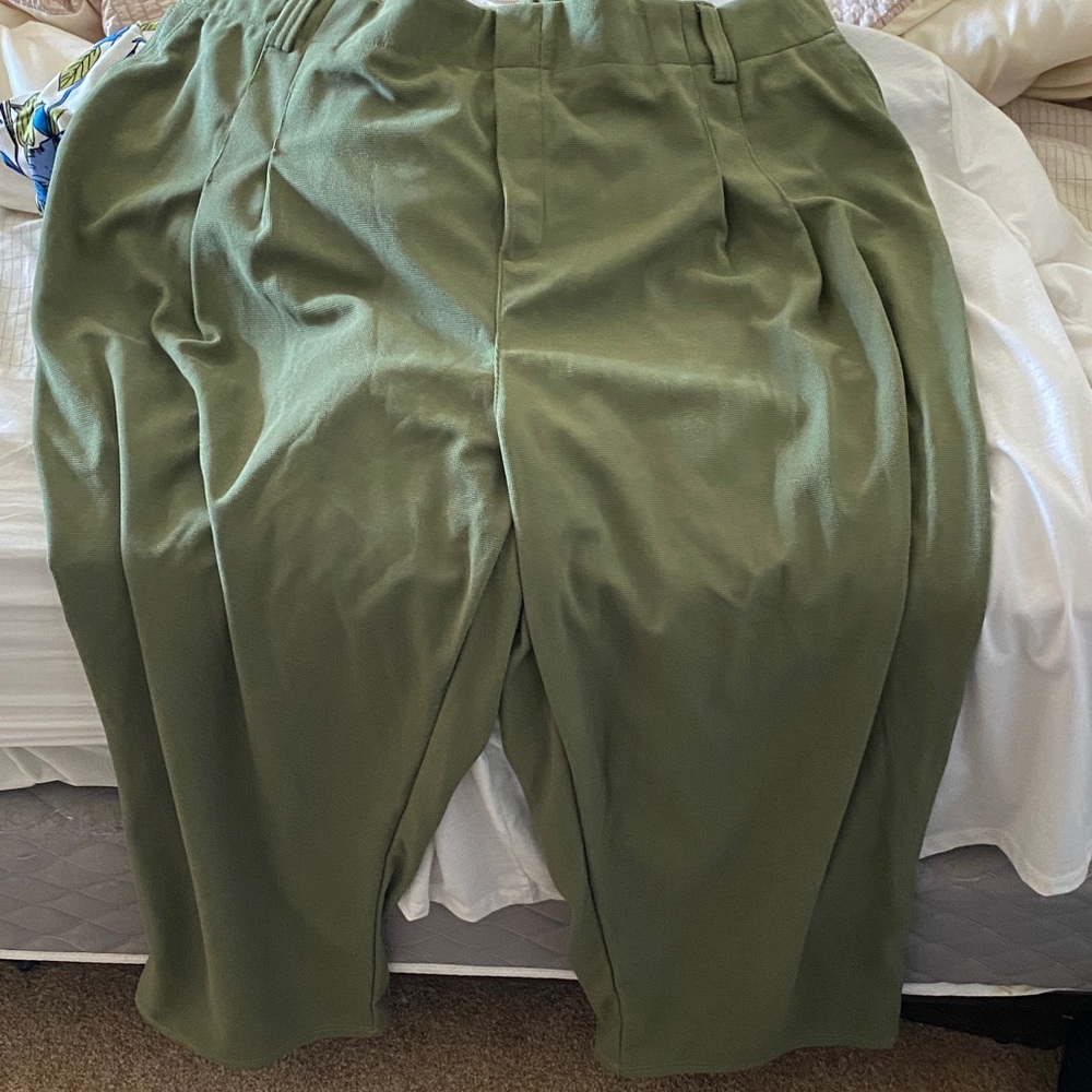 HALARA Olive Green Pull-On Wide-Leg Pants